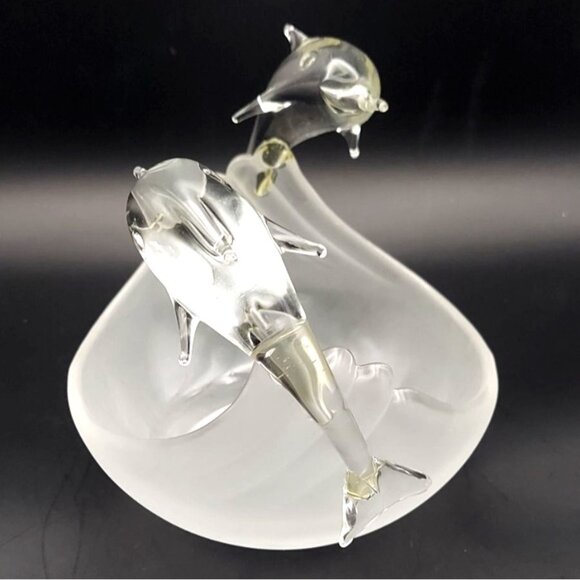 Partylite Glass Jump For Joy Dolphin Votive Candle Holder Frosted Bowl - Picture 4 of 7